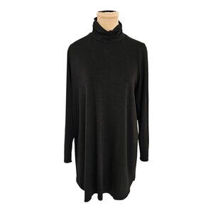 Eileen Fisher Black Long Sleeve High Neck Top Sz M